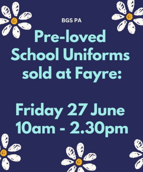 Pre-loved uniform on sale at the Summer Fayre